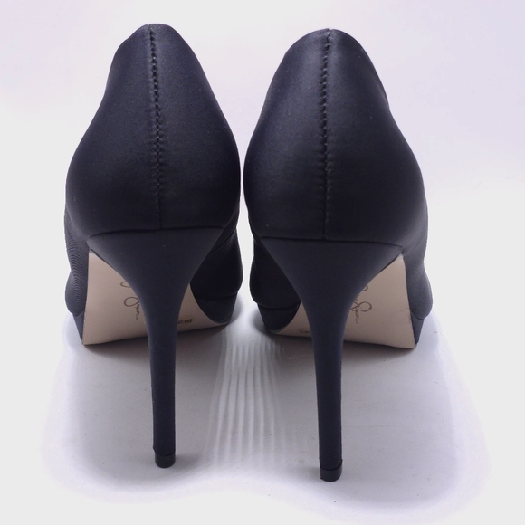 Jessica Simpson Womens Sz 8 Black Platform Dress Pump Heels Fabric Pointed Toe - Picture 6 of 11